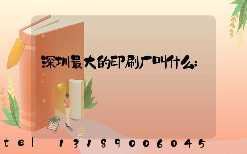 深圳最大的印刷厂叫什么